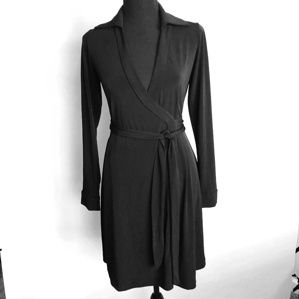 CALVIN KLEIN COLLARD WRAP AROUND COCKTAIL DRESS